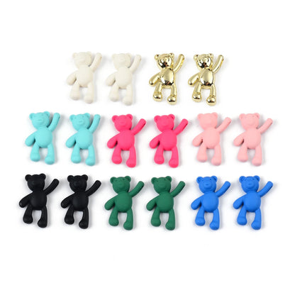 10PCS/lot DIY Cute Cartoon Teddy Bear Pendant Jewelry Accessories Wholesale Alloy Spray Paint Simple Multicolor Jewelry Material