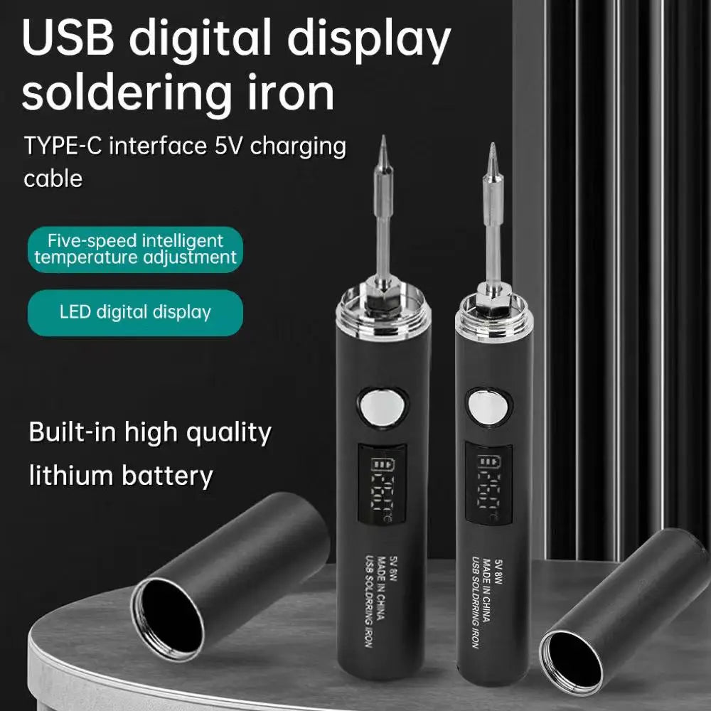 The latest USB soldering iron 5-speed temperature control mini soldering iron Type C interface plug-in models 850/1400 MAH