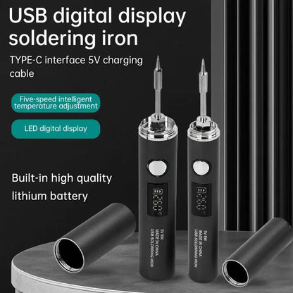 The latest USB soldering iron 5-speed temperature control mini soldering iron Type C interface plug-in models 850/1400 MAH