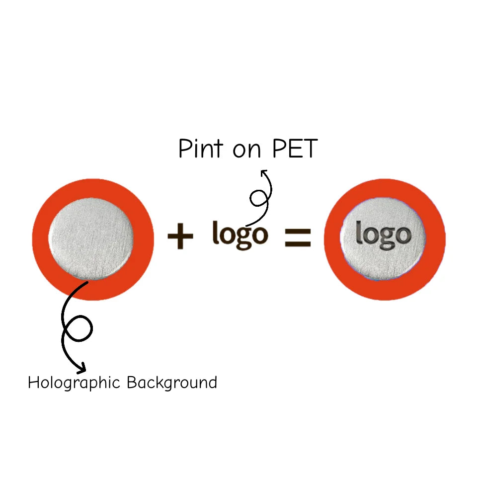 Custom Holographic Shiny Glitter Silver/Gold Badge Pin Button 58mm Tinplate PET Print Personalized Customize Gift Wedding Favor