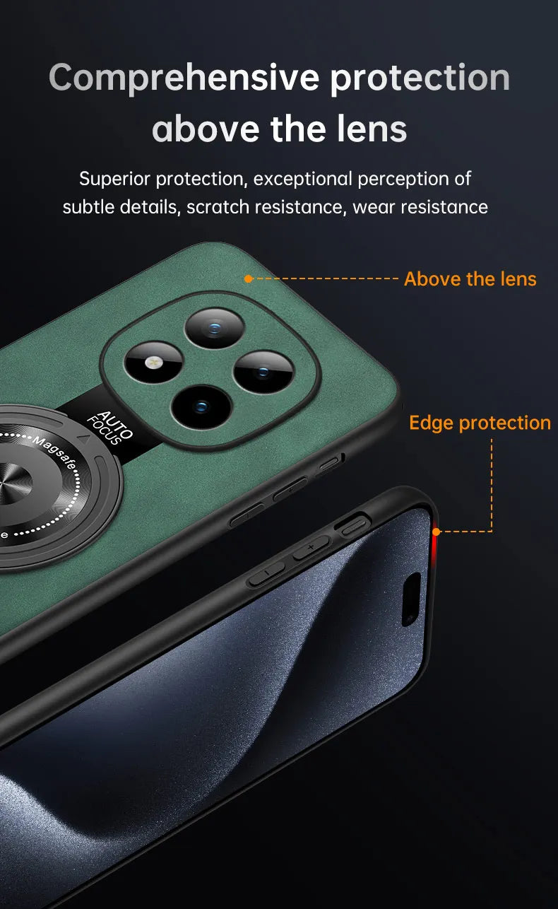 For Xiaomi Redmi Note 15 Pro and Note15 Pro Plus 5G Case Magnetic Holder Silicone PU Leather Plexiglass Premium Back Cover