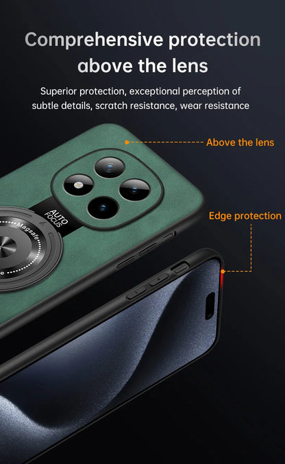 For Xiaomi Redmi Note 15 Pro and Note15 Pro Plus 5G Case Magnetic Holder Silicone PU Leather Plexiglass Premium Back Cover