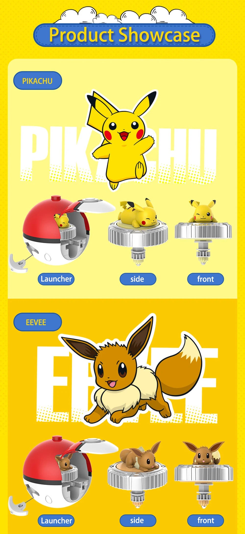 Pokemon Figure Battle Spinning Top Pikachu Pokeball Charmander Squirtle 5 Styles Pvp Interactive Game Children's Birthday Gifts