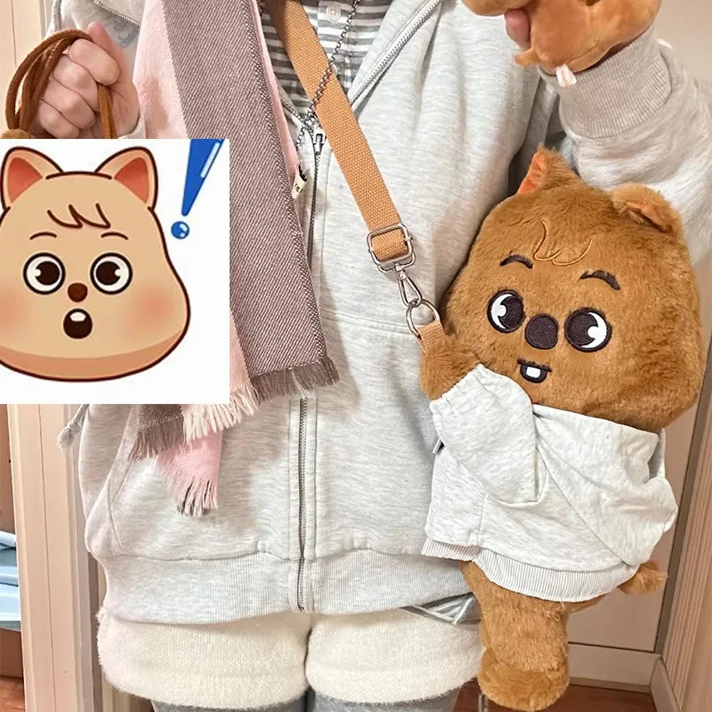 @*SKZOO Kpop Plush Toys,Wolf Bear Foxes Duck Cartoon Cute Plush Animal Backpack Dolls, Large Messenger Bag, Throw Pillow, Gift