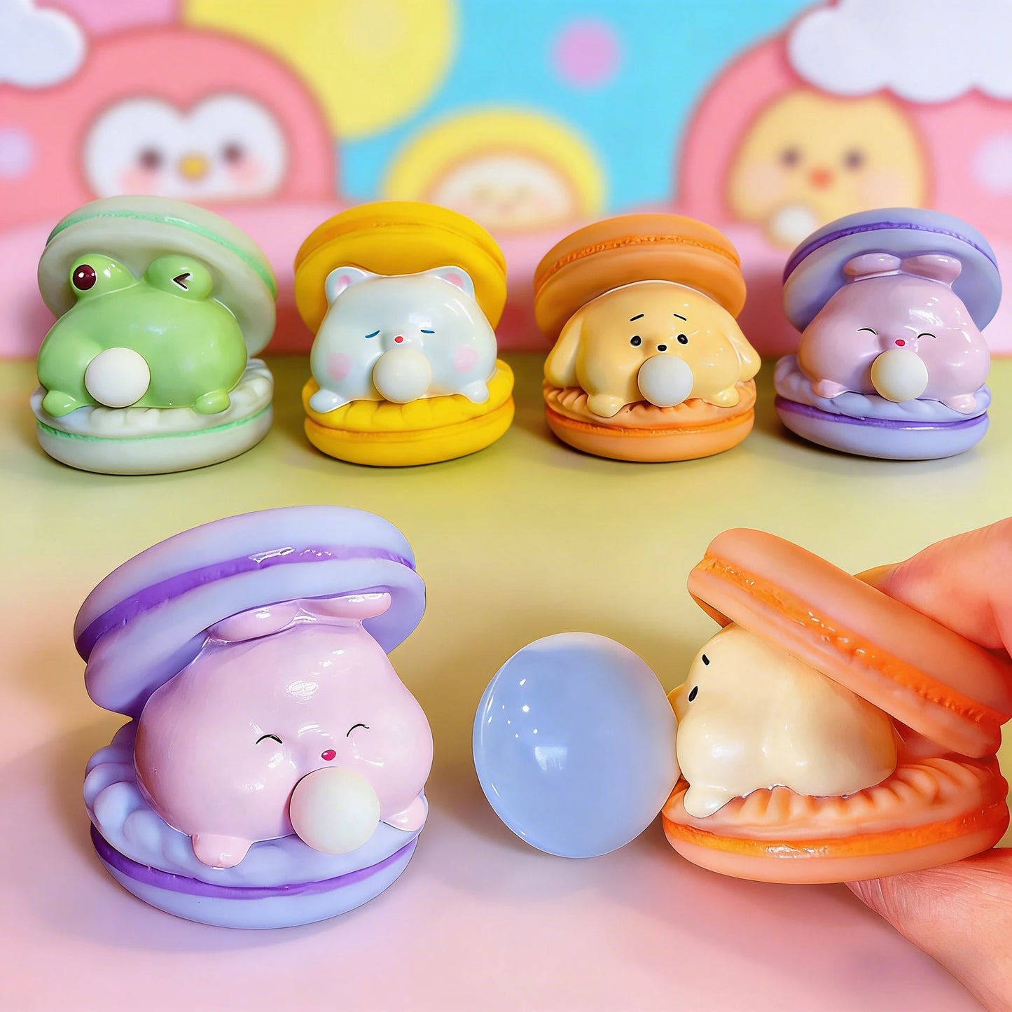 Animal Spit Bubble Burger Squishy Cute Cartoon Anti-stress Relief Squishy Fidget Sensory Toy Funny Vent Squeeze Toy &Desk Decor