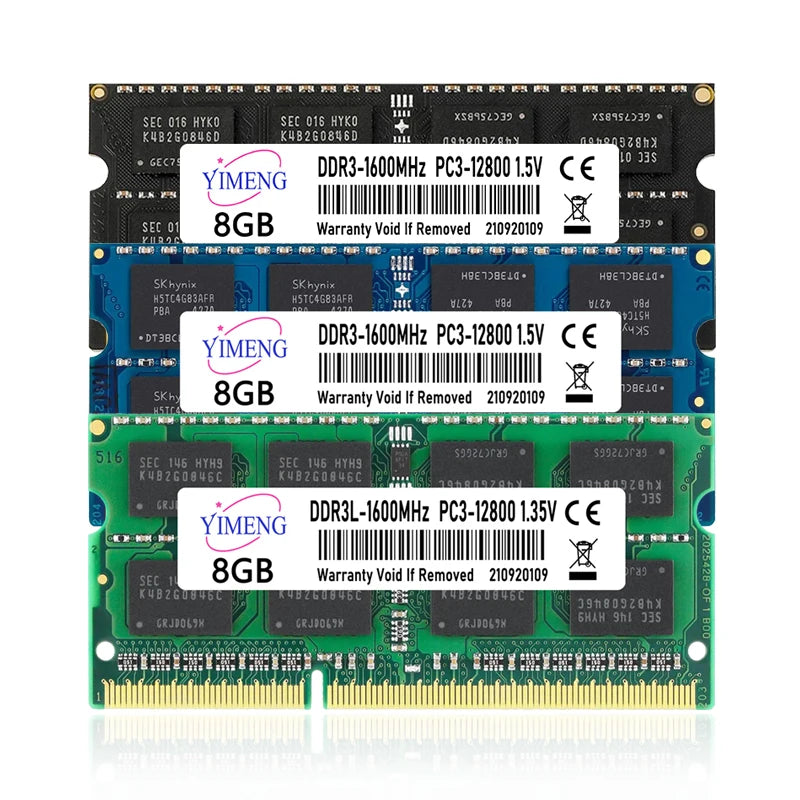 DDR3 DDR3L 4GB 8GB Laptop Memories Ram PC3L 1.35V 1066 1333 1600Mhz PC3 1.5V 8500 10600 12800 204Pin SODIMM Notebook Memory Ram