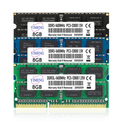 DDR3 DDR3L 4GB 8GB Laptop Memories Ram PC3L 1.35V 1066 1333 1600Mhz PC3 1.5V 8500 10600 12800 204Pin SODIMM Notebook Memory Ram