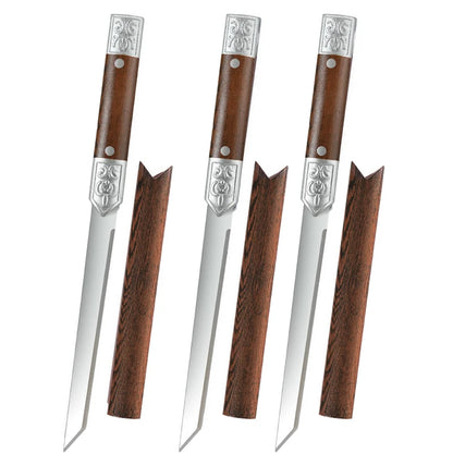 High-hardness stainless steel kitchen knife, professional fruit knife with leather sheath, ideal for cutting meat and cooking