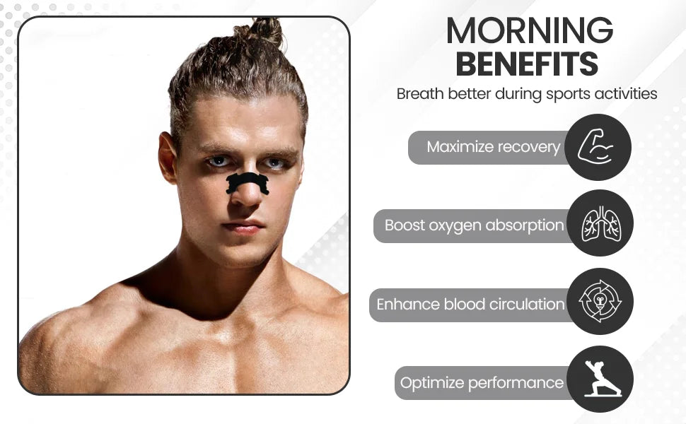 Nose Strips for Breathing, Oil & Sweat Proof Adhesive, Athletic Nasal Strips for Snoring & Sleeping