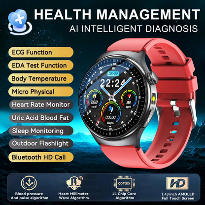 2026New Nursing Grade Health Smartwatches For Men Women Precision Detection Heart Rate Blood Fats Uric Acid ECG+PPG Smart Watch