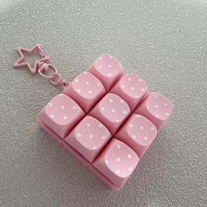 Button Keycap Fidget Keychain 3/4/6/9 Keys Stress Relief Keycap Fidget Toy Polka Dot Pattern with Lights Bag Pendants