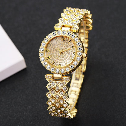 2026Fashion Roman pattern diamond inlaid women's watch quartz watch bracelet women's watch set