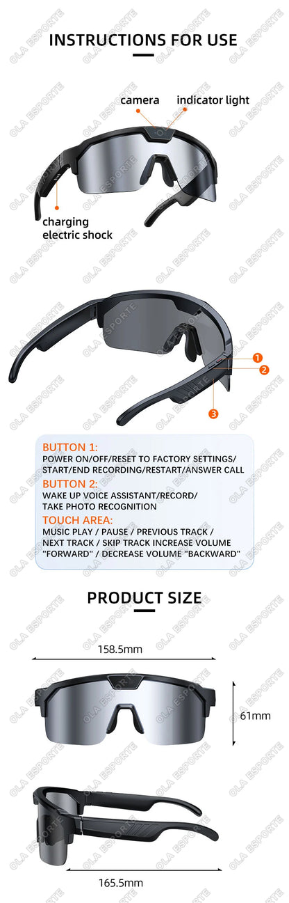 2026 New AI Smart Sports shooting&recording Glasses 800W Camera HD Anti-shake Bicycle Riding Shooting Artifact Windproof Goggle