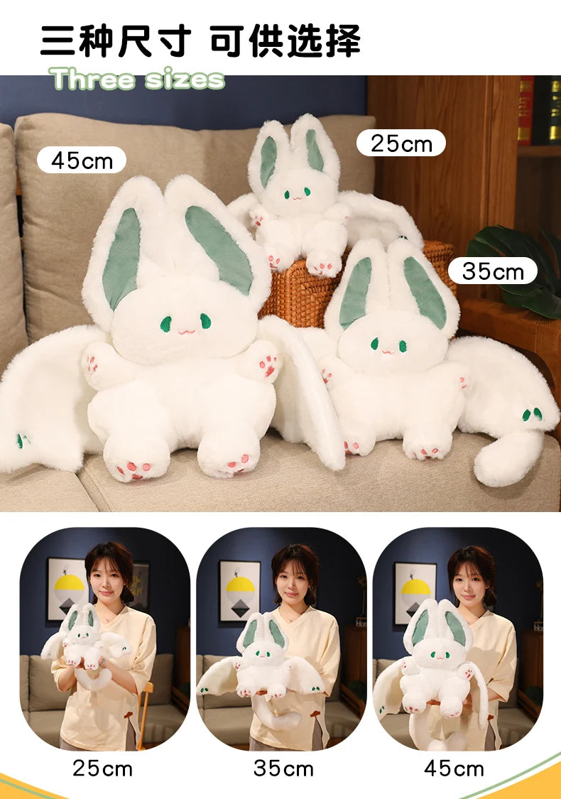 25-55cm Lovely Bat Plush Toy Lovely Flying Bat Rabbit Plushie  Long Tail Pink & Black Bat Rabbit Stuffed Dolls Birthday Gifts
