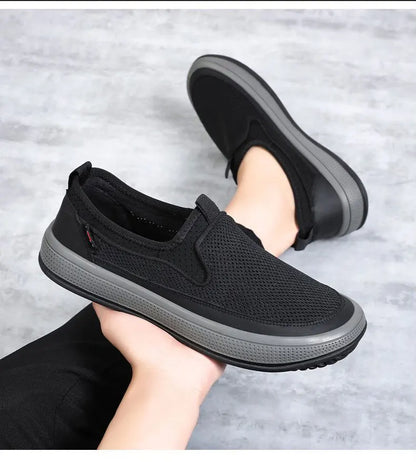 Mens Slip-On Breathable Mesh Casual Shoes Lightweight Soft Sole Versatile Loafers Walking Driving Summer Work Trendy Flat Shoes