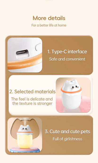Cute Pet Humidifier Desktop Home Mini Spray Hydrator Atmosphere Night Light Office Creative Portable Cold Fog For Travel Bedroom