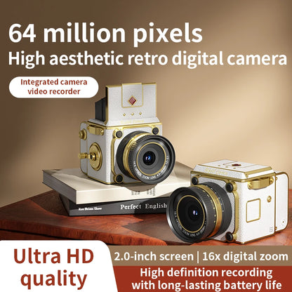 4K Retro Digital Camera 64MP Ultra Clear Pixels 16X Zoom 20 HD Screen Portable CCD Vintage Camera For Beginners And Students