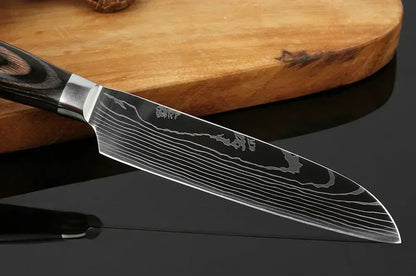 Damascus Chef's Knife Kitchen Knives Set Professional Boning Knife Meat Cleaver Utility Knife Japanese Santoku Knife with Cover