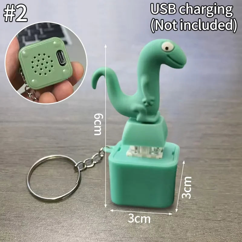Lizard Frog Duck Button Keychain Decompression Toys Funny Lizard Sounds And Flash Effects Rechargeable Portable Stress  Toy