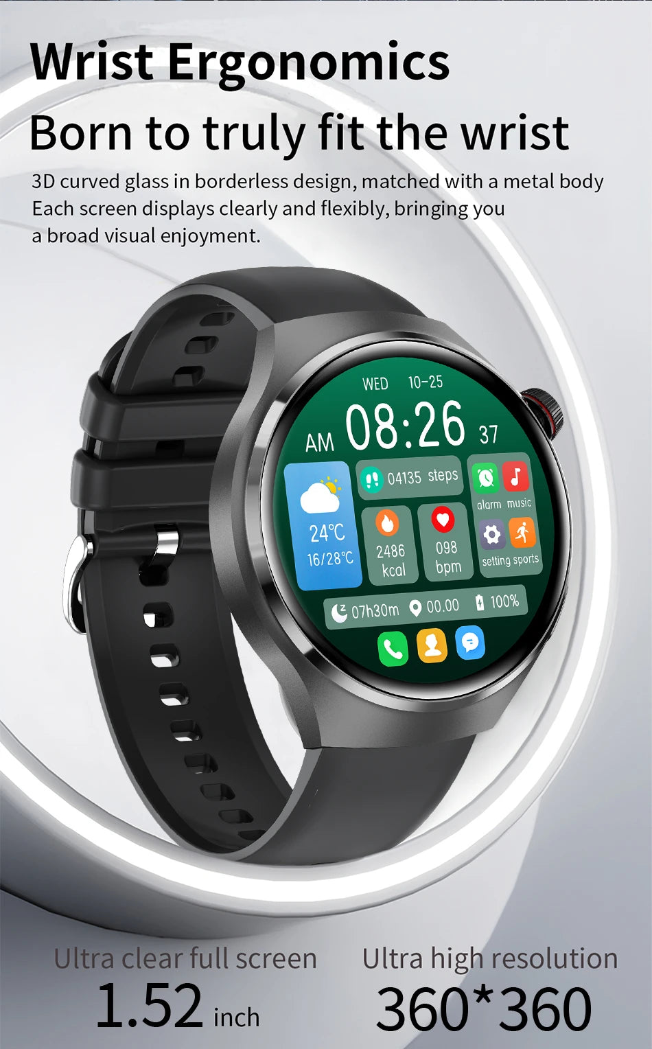 LIGE Men's Smart Watch Outdoor Sports Watches Heart Rate Blood Oxygen Monitoring Motion Trajectory Bluetooth Call Smartwatch