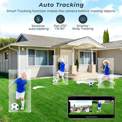 4K 8MP PTZ WIFI Camera Dual Lens Dual Screen 4X Digital Zoom IP Camera 10MP HD Auto Tracking Outdoor CCTV Surveillance O-KAM Pro