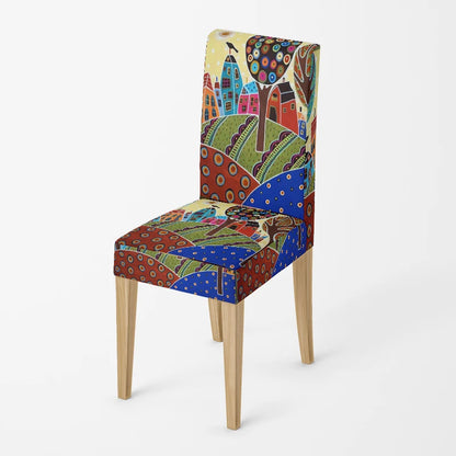 Home chair cover Oil painting style kitchen chairs Coversadjustable dining elastic fabricchairs covers chair cover for wedding