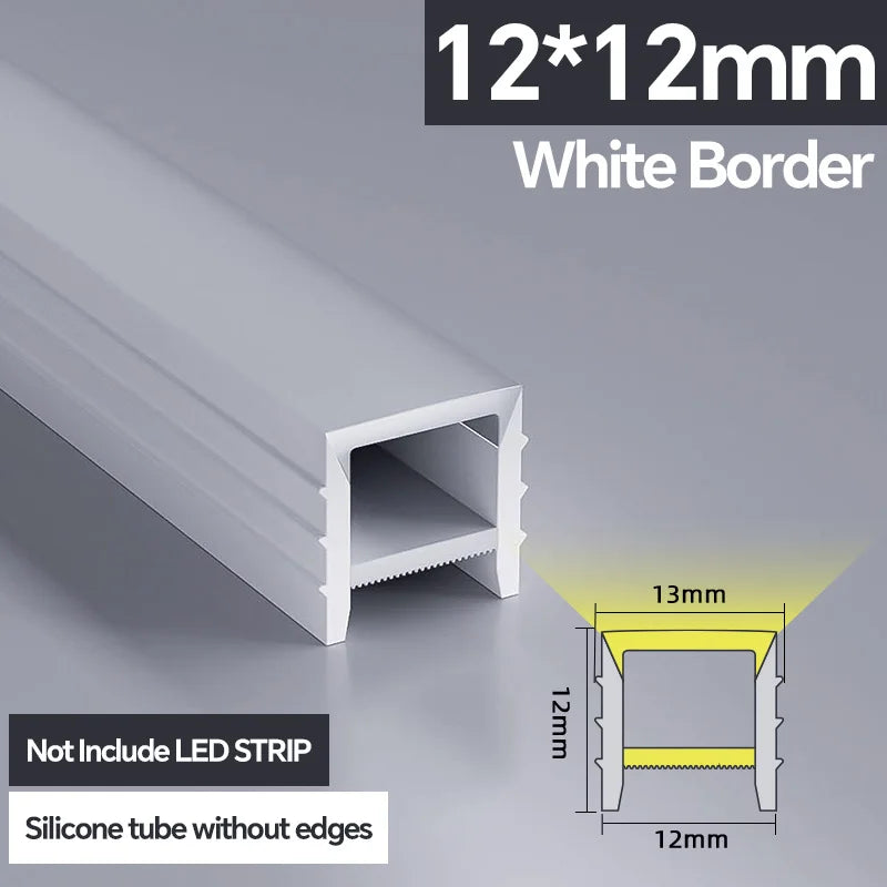 1M-10M LED Neon Rope Tube Soft Silicone Diffuser Channel Black/White Flexible Ribbon Strip Light for Recessed Channel