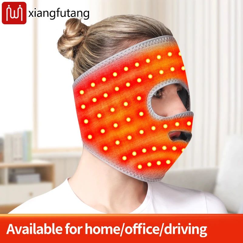 Electric Heated Facial Mask Red Light Facial Massager Relieves Facial Muscle Relaxation Hot Compress Anti-fatigue