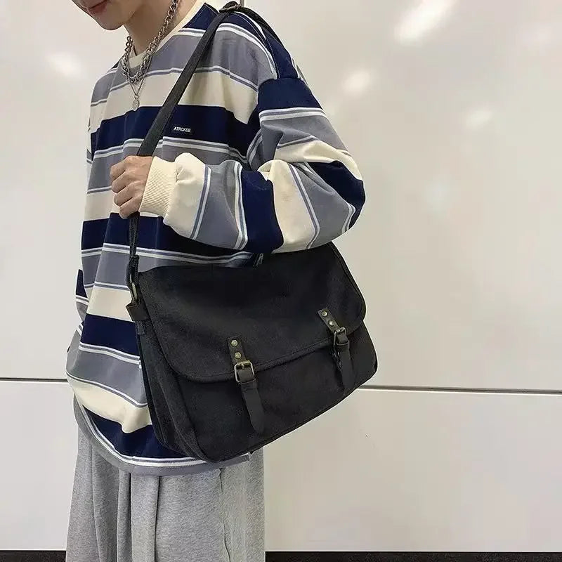 Canvas Large Capacity Mens Casual Handbags Vintage Shoulder Messenger Bag Leisure Student Satchel Package Bolsos Crossbody Bags