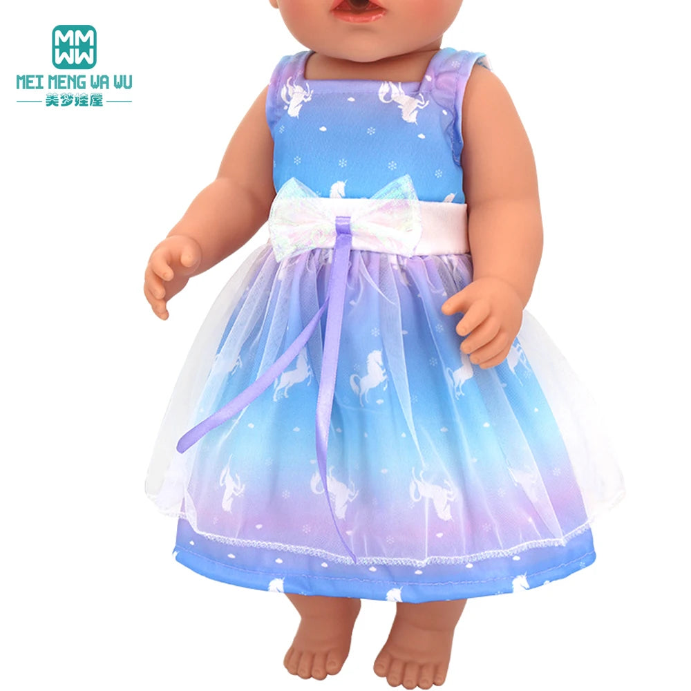 Fits 17-18inch American Doll and New Born Doll Clothes Fashion Dresses, Hooded Jumpsuit, Cardigan Strap Skirts Toys Gifts