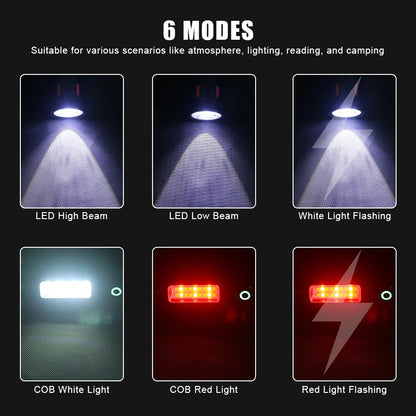 LED+COB Portable Flashlight Zoomable Small Torch USB Rechargeable Outdoor Camping Fishing Long Range Camping Emergency Lantern