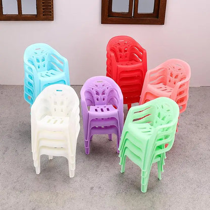4pcs Miniature Backrest Chair Set Plastic Dollhouse Armchairs 1/6 Scale Doll Furniture Ideal Children's Gifts