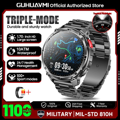 2026 New T-REX3 1100mAh Battery SmartWatch 10ATM Waterproof Compass Altitude HD Bluetooth call Sports Flashlight Smart Watch Men