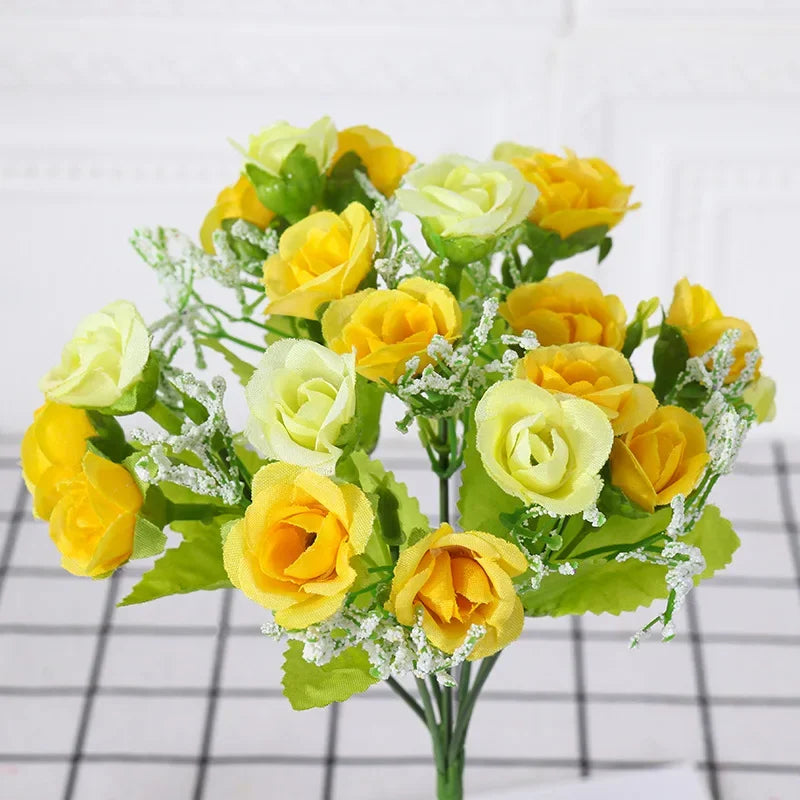 Simulated Rose Bouquet Home Decoration Small Rose Camellia Wedding Decoration Artificial Flowers Garden Decoration