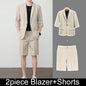 KIDWHXR Summer Men Outfit Thin Breathable Solid Color Male 2-piece Suit Set Loose Business Casual Man Short Sleeve Suits