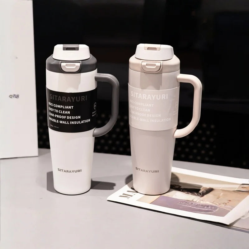 JUSTINLAU 1PC 1200ML Large Capacity Stainless Steel Insulated Cup Car Travel Outdoor Camping Coffee Beverage Water Bottle