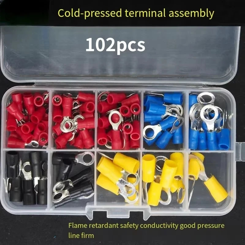 Vehicle Electrical Wire Connectors Kit Assorted Male Female Spade Ring Fork Butt Quick Splice Insulated Terminals For Automotive