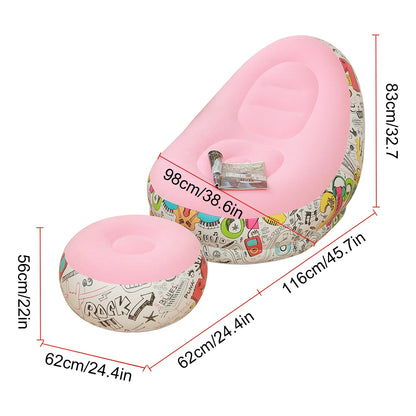1PC Bean Bag Chair, Foldable Flocking Inflatable Sofa, Outdoor Living Room Ultra Soft Lazy Sofa Couch Bean Bag Chair