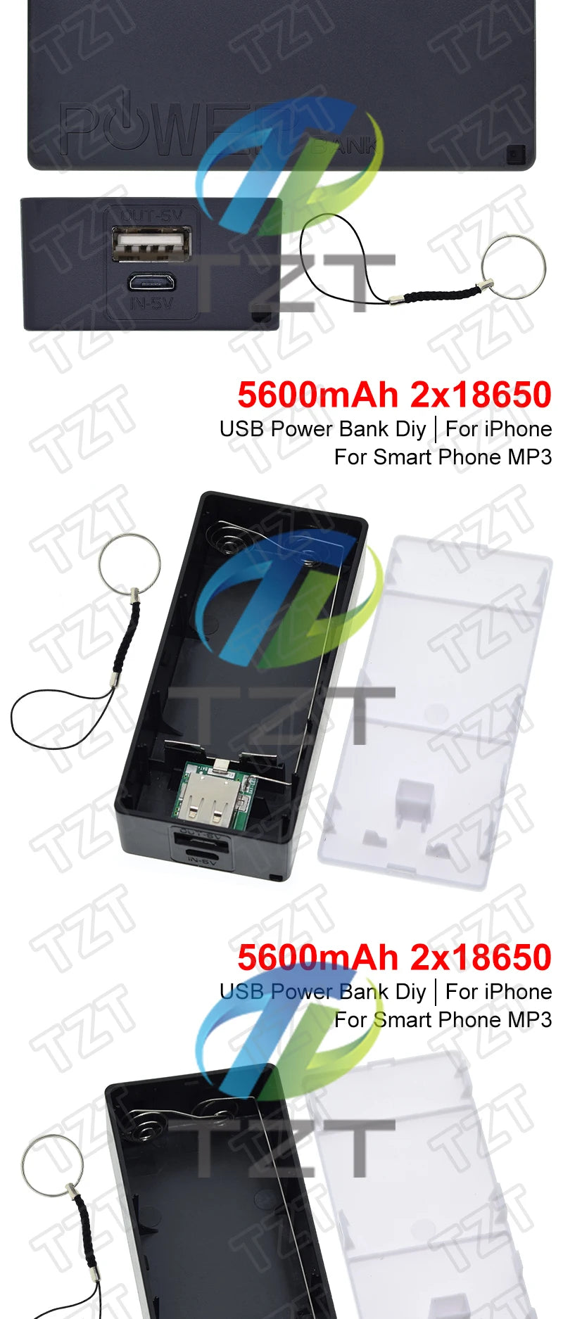 2X 18650 USB Power Bank Battery Charger Case DIY Box For iPhone For Smart Phone MP3 Electronic Mobile Charging QIY25 D3S