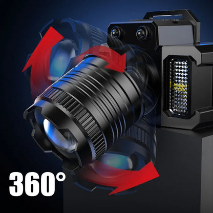Super Bright T51 LED Sensor Headlamp USB C Rechargeable Headlight Led Head Torch With built-in battery Camping Fishing Lantern