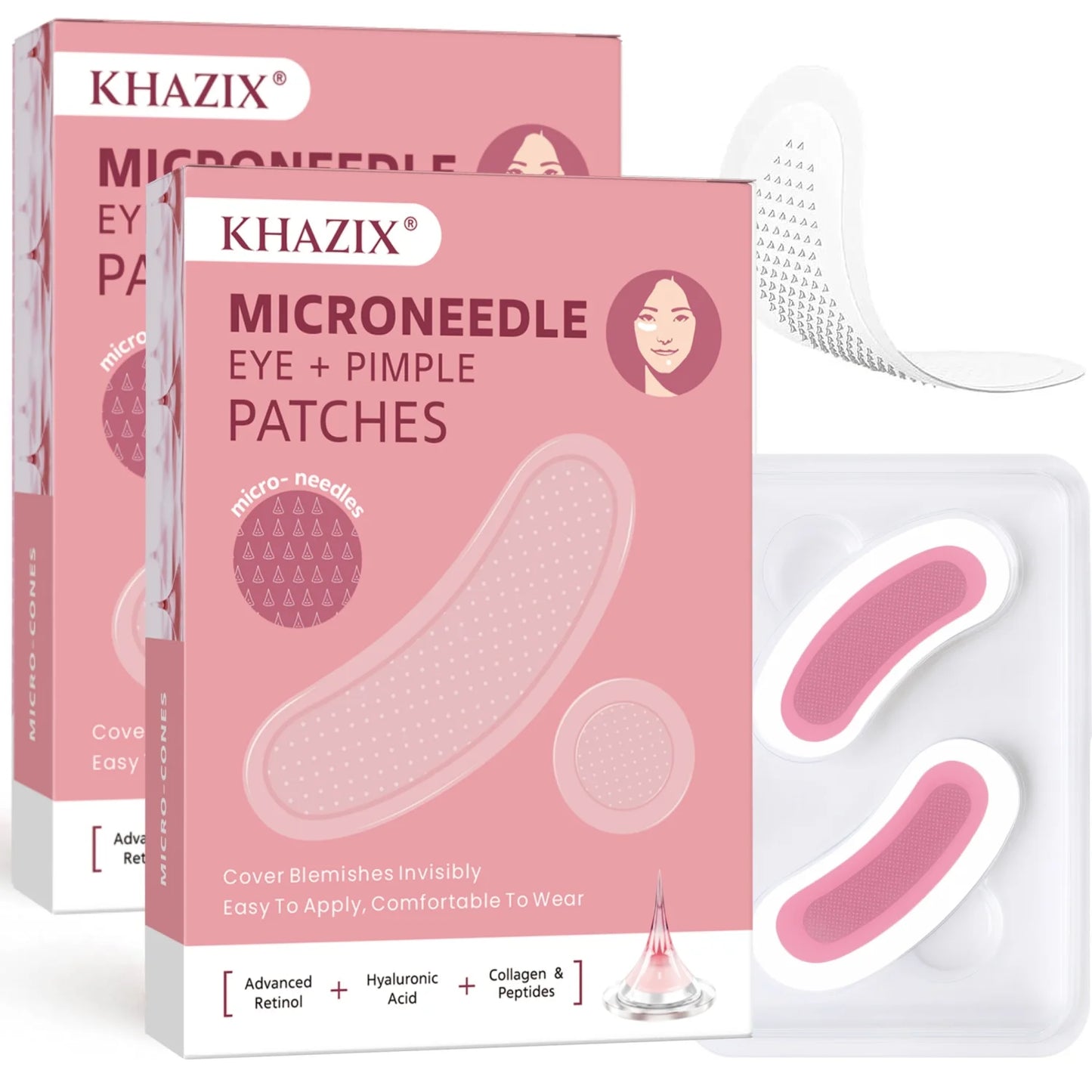 Retinol Microneedle Eye Patches with Hyaluronic Acid & Firming Peptides,for Forehead, Eye Area, Crow's Feet & Smile Lines,1Pair.