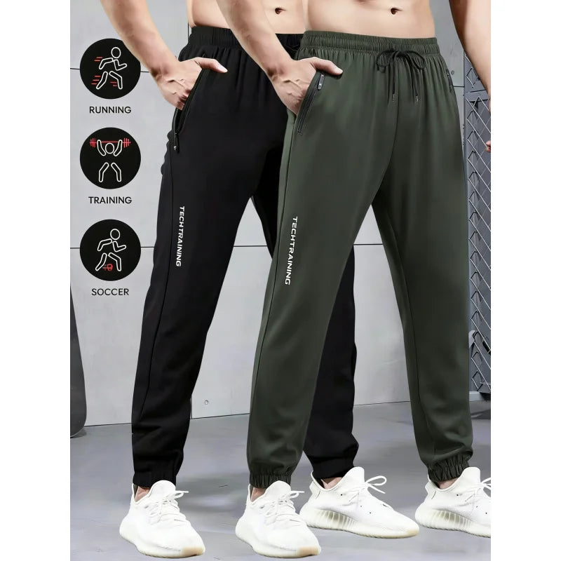 2-Piece Summer Breathable Ultra Thin Men's Stretchy Sweatpants Casual Joggers For Workout Outdoor Wear