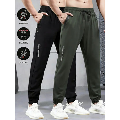 2-Piece Summer Breathable Ultra Thin Men's Stretchy Sweatpants Casual Joggers For Workout Outdoor Wear