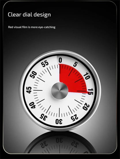 Stainless Steel Timer Kitchen Magnet Mechanical Egg Timer Home Baking Cooking Alarm Clock