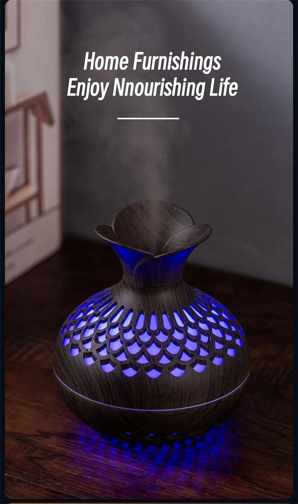 Wood Grain Humidifier 300ml USB Aroma Diffuser Atomizer USB Household Humidifier Hydrating Instrument Desktop Humidifier