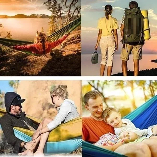 Portable Outdoor Hanging Hammock Bed, Single Person Camping Swing, Matching Nylon Cloth, Tough High Density Parachute Fabric