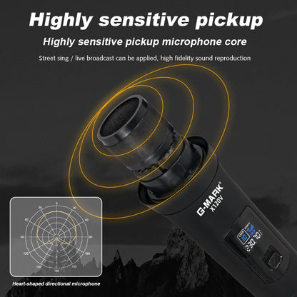 Wireless Microphone G-MARK X120V 2 Channels Handheld Karaoke Mic For Party Meeting Show Home School