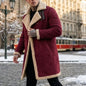 New Arrival Men’s Winter Jacket Windproof Fleece-Lined Mid-Length Faux Suede Coat with Faux Fur Lining Men’s Winter Coat