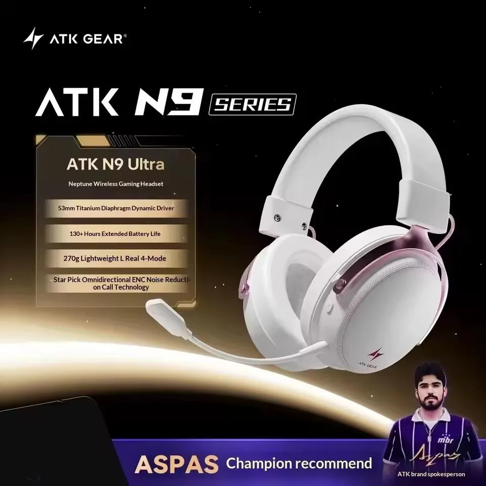 ATK N9 Ultra eSports Gaming Wireless Headset with Mic for PS5 PS4 PC Microphone Virtual 7.1 Surround Noise Reduction Headset