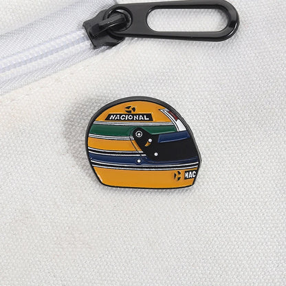 Racing Driver Enamel Pins Custom Brazil Racing Legend Helmet Brooches Lapel Badges Clothes Funny Jewelry Gift for Kids Friends